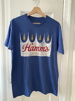 Hamm’s Beer T-shirt Blue Short Sleeve With Logo Sz Medium VTG Look  • $40