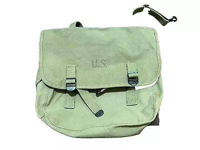 🔥RARE WWII US Army M1928 Musette Bag Dated 1941 + Shoulder Strap~Green~Airborne • $200.70