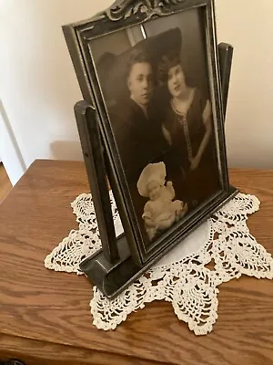 Antique  Wooden Picture Frame With Glass And  Photos- Swinging Tilt  ~Fits 6 X9  • $24.99
