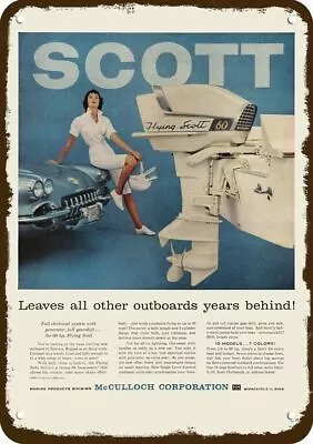 1959 McCULLOCH FLYING SCOTT 60HP BOAT MOTOR Vintage Look REPLICA METAL SIGN • $24.99