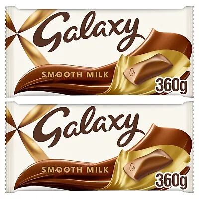 2 X Galaxy Smooth Milk Chocolate Gift Large Sharing Block Bar 360g Total 720g • £11.99