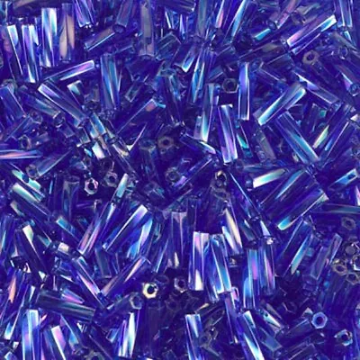 Miyuki Twisted Bugle Beads 6mm 17.5GM Transparent Cobalt AB • $3.99