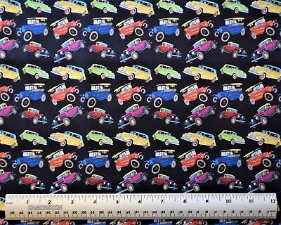 Vintage Cars Automobiles Sedans Marshall Dry Goods By The 1/2 Yd. Cotton Fabric • $4.49