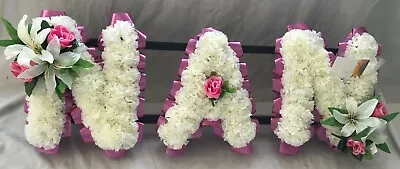 Nan Funeral Flower Artificial Silk Any 3 Letter Name Tribute Memorial Wreath Mum • £50