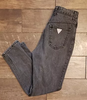 Vintage GUESS Jeans Womens Size 30 Faded Black USA Made High Rise Taper • $37.50