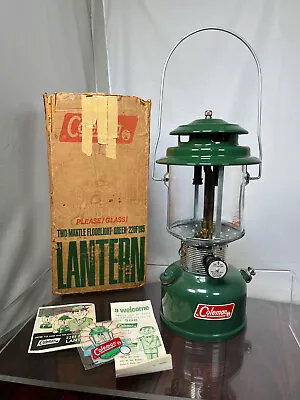Vintage Green Coleman 220F Adjustable 2-Mantle Lantern Pyrex Glass USA 6/68 • $117