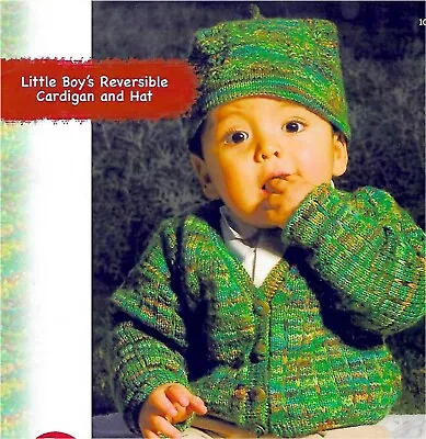 Babys Reversible Cardigan & Hat Knitting Misti Alpaca Pattern No 1080 • $2.27