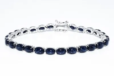 $29 • Buy $1,100 11.00ct Natural Cabochon Oval Cut Star Sapphire Tennis Bracelet Silver