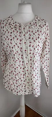 Joe Browns Cream Floral Long Sleeve Blouse With Triple Collar & Lace  14 • £9.99