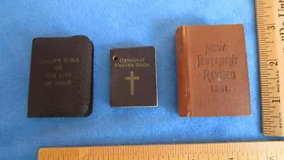 Antique Miniature Group Of Tiny Booksnew Testament 1881 & Prayer Books • $35