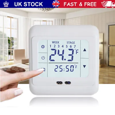 Digital LCD Touch Screen Electric Thermostat Room Underfloor Heating Controller. • £19.95