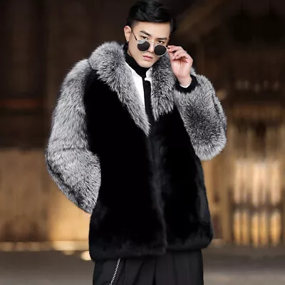 Men's Fur Coats Large Size Fox Fur Coats Thickened Warm Mink Mid-length Jacket • $102.20