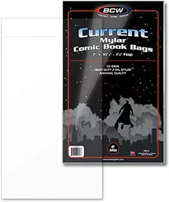 BCW Supplies 2 Mil Current Comic Mylar (50 Count Pack) • $26.34