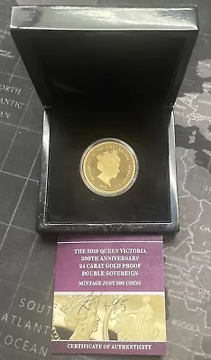 THE 2019 QUEEN VICTORIA 200TH ANNIVERSARY 24k GOLD PROOF DOUBLE SOVEREIGN 1/399 • $1999