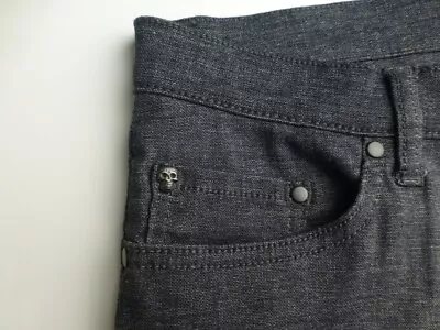 John Varvatos 5-Pocket Pants 31R Excellent Condition Gray Denim Skull • $54.88