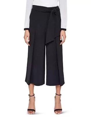 Ted Baker Black Tie Waist Pleated Culottes Women's Size 8 (Ted’s Size 3)Wide Leg • $65