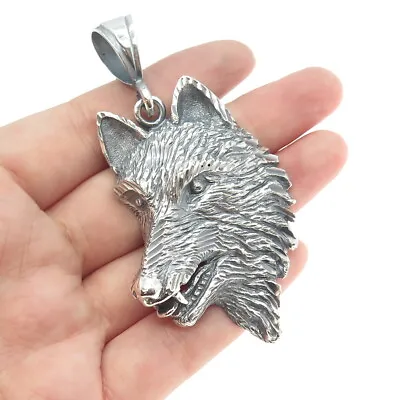 ONE OF A KIND 925 Sterling Silver Vintage Wolf Large Pendant • $159.99