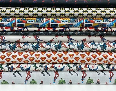 Cotton Fabric Licensed SUPERHEROES Marvel Batman Superman DC Craft Material • £4.50