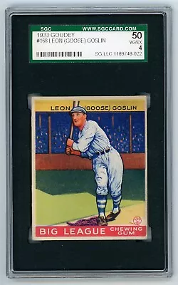 1933 Goudey #168 Leon  Goose  Goslin ~ SGC 4 VG/EX HOF • $395