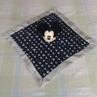 Disney Navy Blue Gray Triangles Mickey Mouse Plush Security Blanket Lovey • $8.99