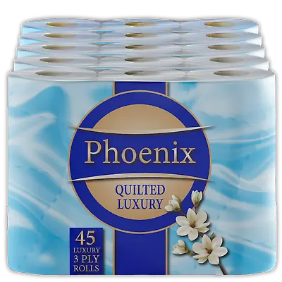 £15.99 • Buy 45 Phoenix Soft Quilted Luxury Toilet Rolls Bulk Buy – Quilted White 3 Ply