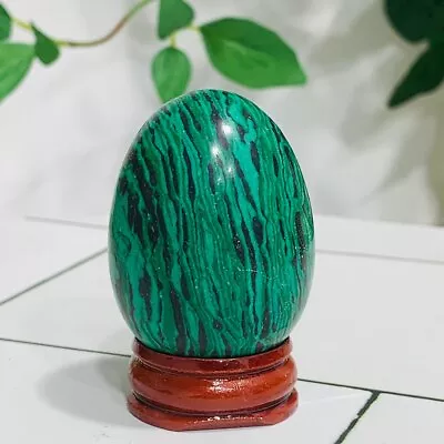 70g Man-made Malachite Crystal Egg Quartz Healing Energy Decoration • $16.90