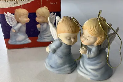 Enesco Kissing Angel Bells Christmas Ornaments Girl Boy By Morehead Figurine • $8.50