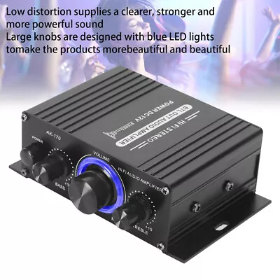 12V Power Digital Amplifier HIFI Mini Stereo Audio Amplifier FM Mic Home Car 40W • £9.90