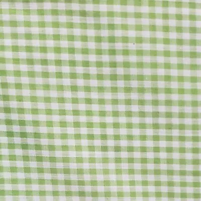 Fabric Vtg 70S Gingham 1/8  Check Green White Dacron & Cotton Blend 3/yd NEW  • $20