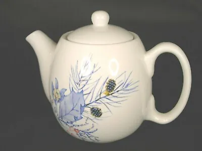Unusual Decorated Teapot With Flowers. Pine Needles Pinecones/Shades Of Blue • $24.99