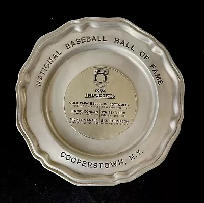 1974 Baseball Hall Of Fame HOF Inductees Mickey Mantle Whitey Ford Rare Plate • $350