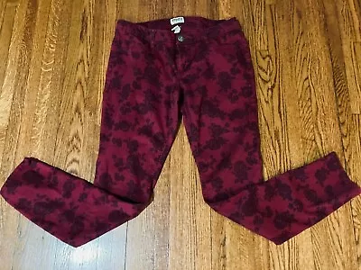 NWOT Mudd Women's Burgundy Floral Skinny Jeans 13 Stretch Pants • $13.99