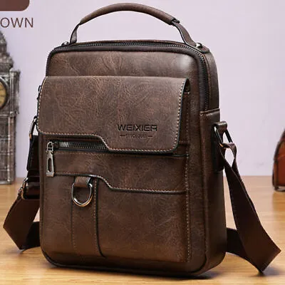 Men's Handbag Business Shoulder Bag Leather Briefcase Crossbody Casual Fashion • $18.99