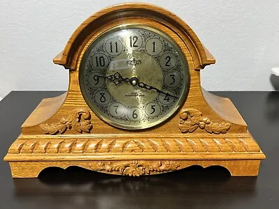 D&A Westminster Chime Mantle Clock Oak Large Leaf Vine Wood • $63.75