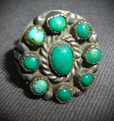 Beautiful Oldnavajo Turquoise And Sterling Silver Ring Size 9 1/2 • $60