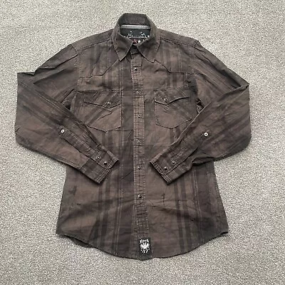 Wrangler Rock 47 Shirt Adult Small Brown Snap Button Western Embroidered Western • $19.99