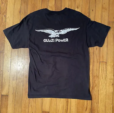 Vintage Moto Guzzi Power Logo T Shirt Double Sided Power Motors Biker Motorcycle • $35