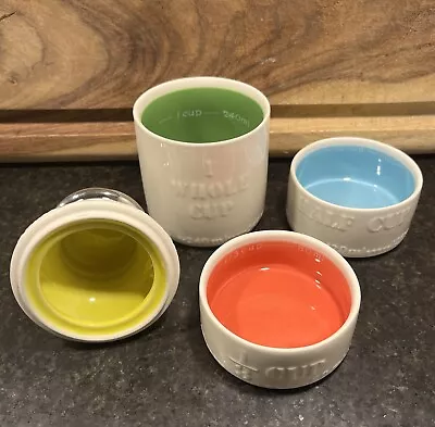 Anthropologie MILK BOTTLE Measuring Cups Set Of 4 Unique Stacking Glazed Ceramic • $30