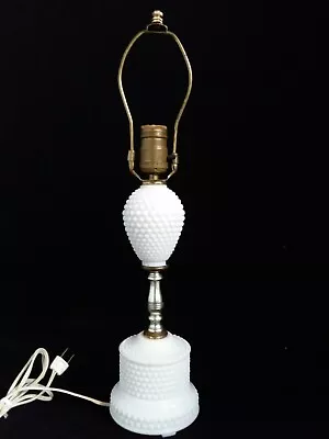 Vintage Hobnail Milk Glass Table Lamp - 19” Tall LAMP ONLY NO SHADE. • $22.64