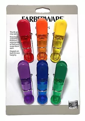 Farberware Set Of 6 Assorted Color Bag Clips - Magnets On Back For Easy Hanging • $14.95