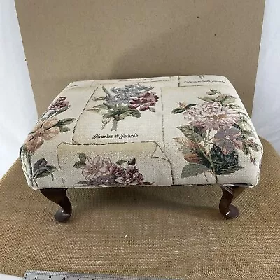 USA Made Queen Anne Leg Floral Fabric Cover Small Footstool • £114.85