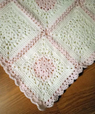 Hand Crocheted Baby Afghan/Blanket - Snowflake Granny Square • $49