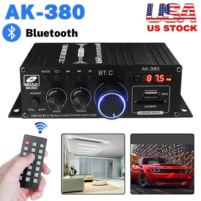 800W 2 Channel Bluetooth Mini HIFI Power Amplifier Audio Stereo Amp Home Car FM • $23.57
