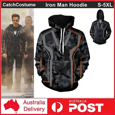 Tony Stark Hoodie Sweatshirt Avengers Infinity War Iron Man Hooded Coat Unisex • £22.28