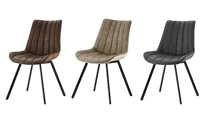 Set Of 2 Faux Leather With Velvet  On The Rear Dining Chairs Home & Restaurants • £89.99