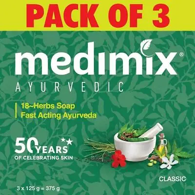 Medimix Ayurvedic Classic Soap With 18 Herbs (3 X 125gm) • $18.79