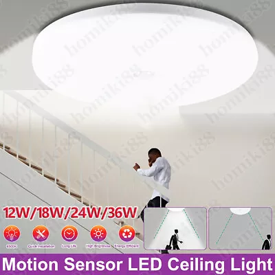 £6.99 • Buy LED Ceiling Light PIR Motion Sensor 12-36W Bathroom Kitchen Hallway Home Lamps
