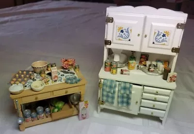 Dollhouse Miniature Hoosier Cabinet And Table 1:12 • $49.99