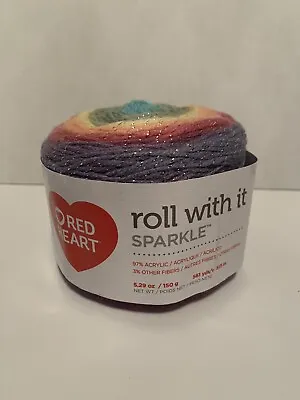 Red Heart Yarn Roll With It Sparkle - Magic - 5.29oz Lot 510519 • $8