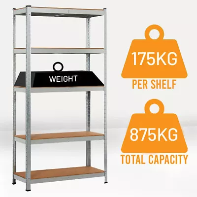 5 Tier Racking Shelf Heavy Duty Garage Shelving Storage Shelves Unit 180x90x40cm • £10.79